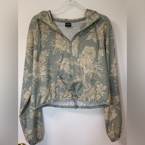 Hurley Green Cropped Long Sleeve Hoodie